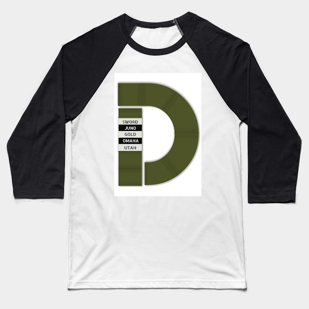 D-DAY BEACHES Baseball T-Shirt by rgrayling